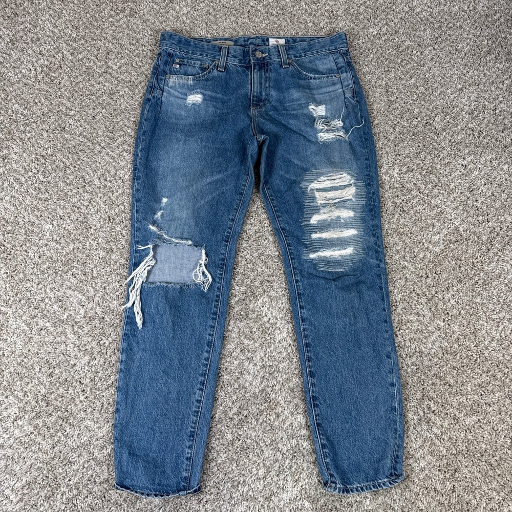AG Adriano Goldschmied Jeans‎ Womens 28 Blue The Beau Slouchy Skinny Distressed